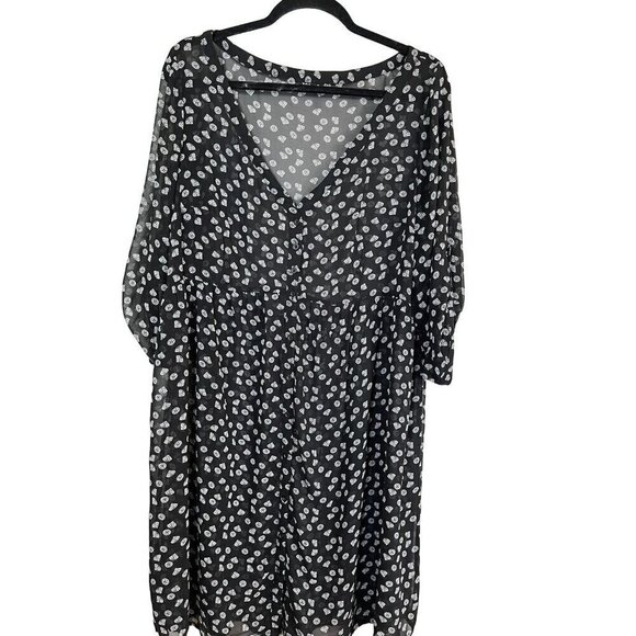 Torrid Top Women 1x Black Pullover Sheer Diamond Tunic Neutral Summer Retro 80s - Picture 1 of 10